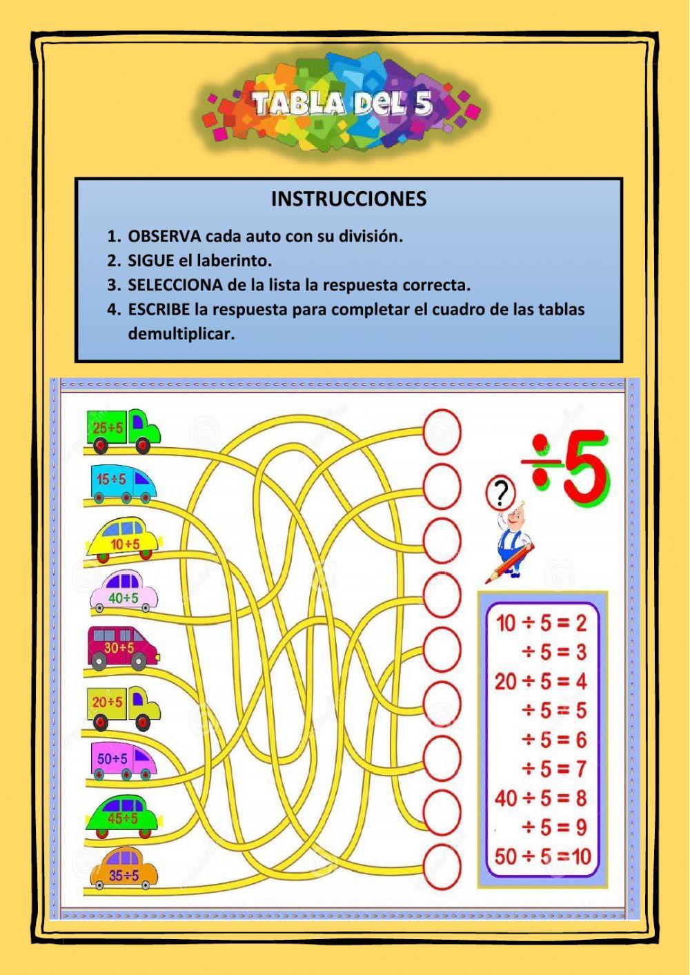 TABLA DEL 5 TABLA DEL 5