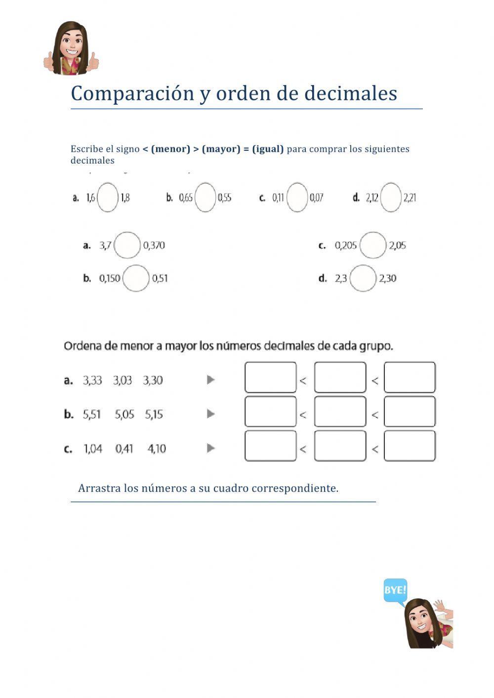 Guía Comparar y ordenar número decimales