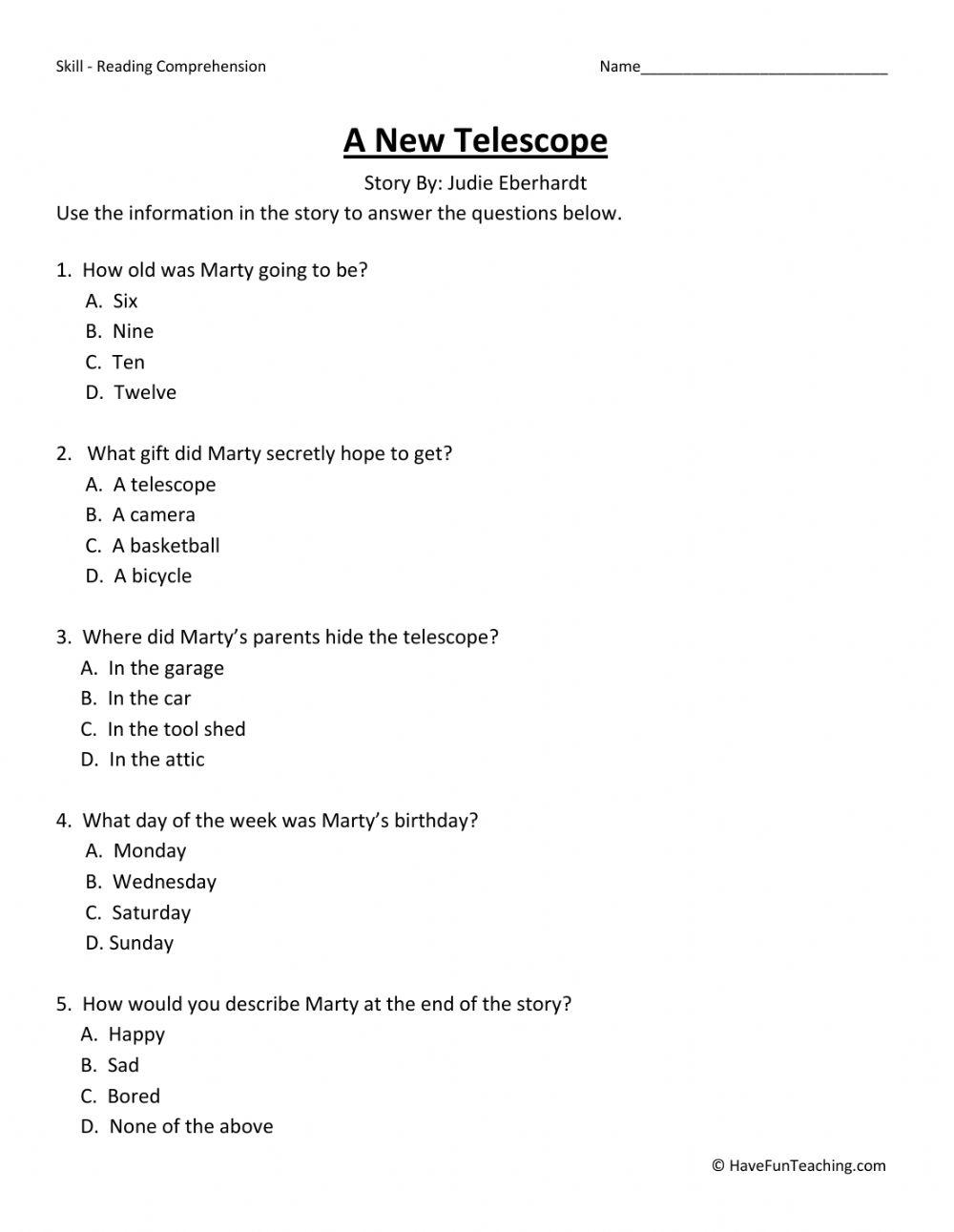 A New Telescope Reading Comprenhension.