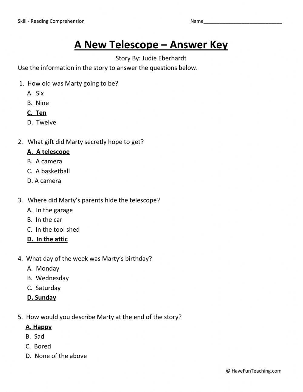 A New Telescope Reading Comprenhension.