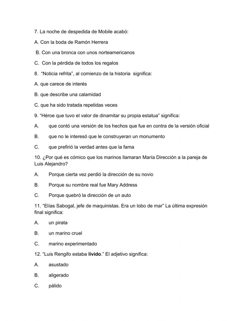 Evaluación plan lector: relato de un naufrago