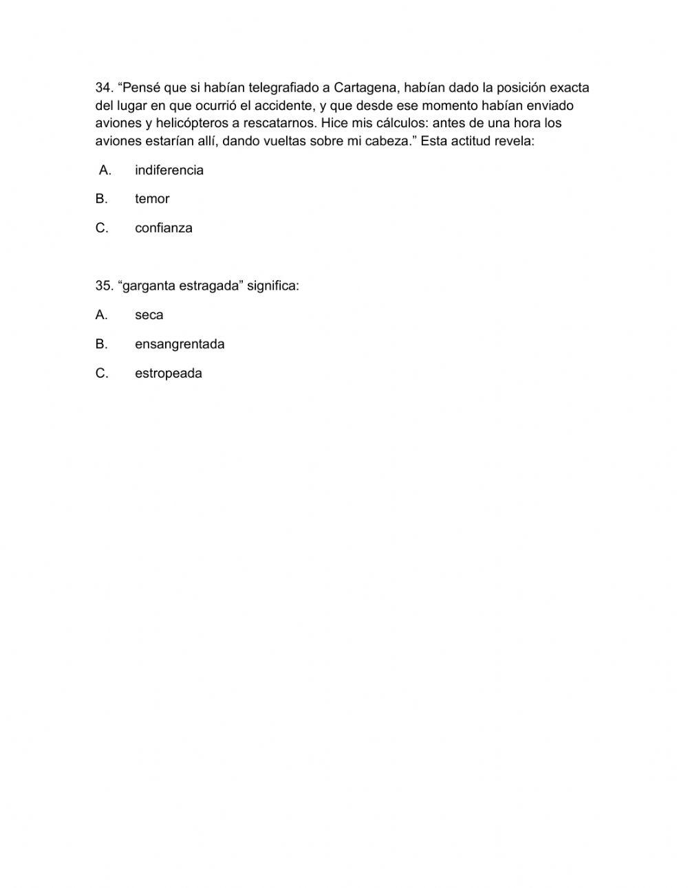 Evaluación plan lector: relato de un naufrago