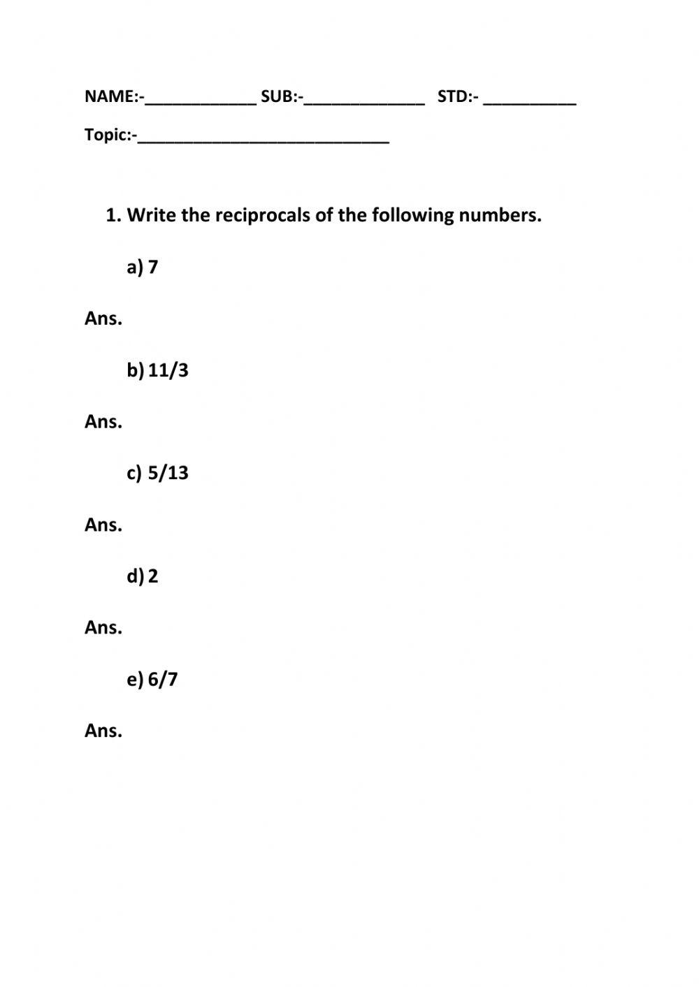 Operations on fractions