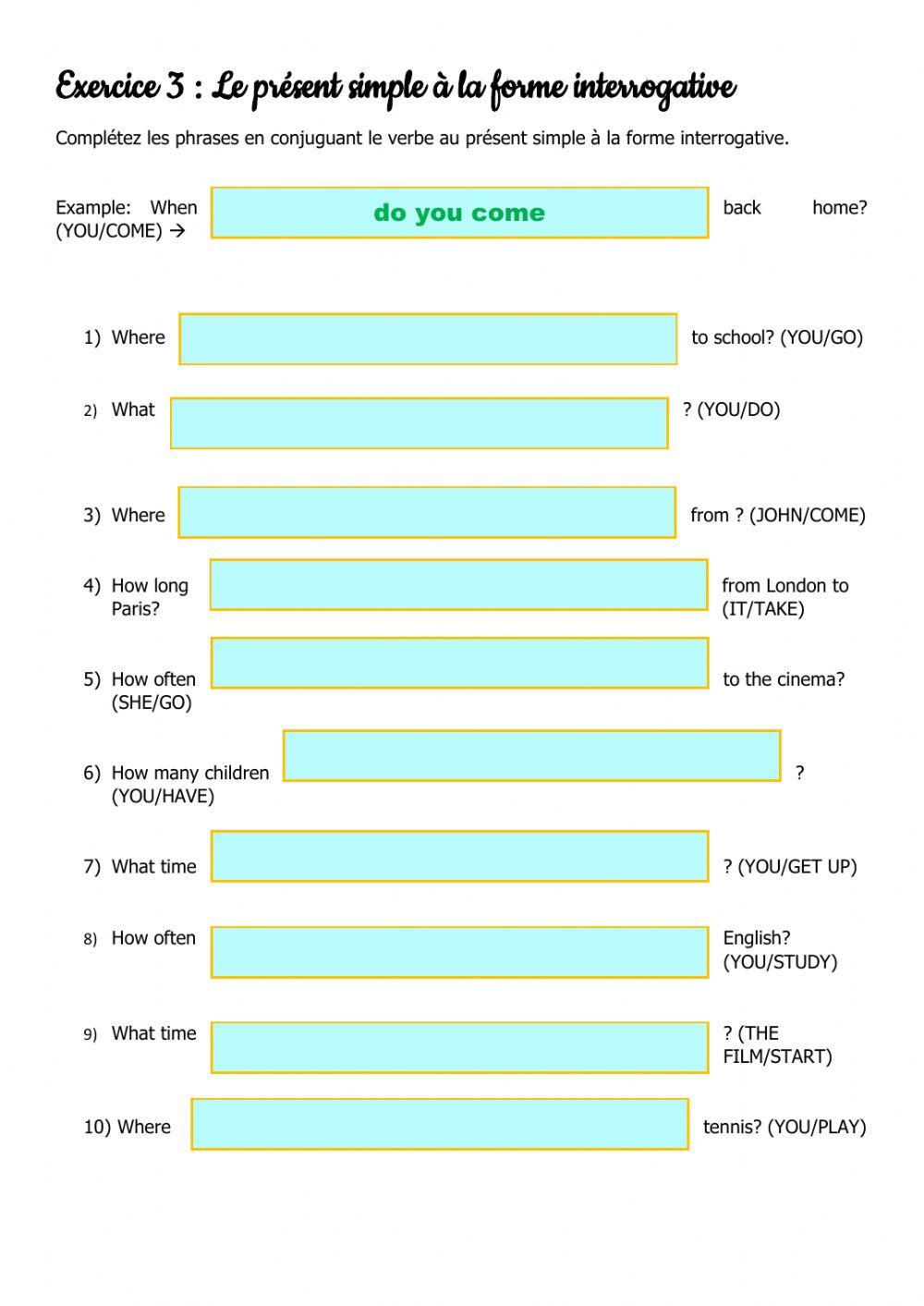 Present simple (forme interrogative)