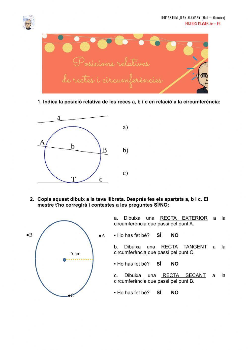 Posicions relatives de rectes i circumferències