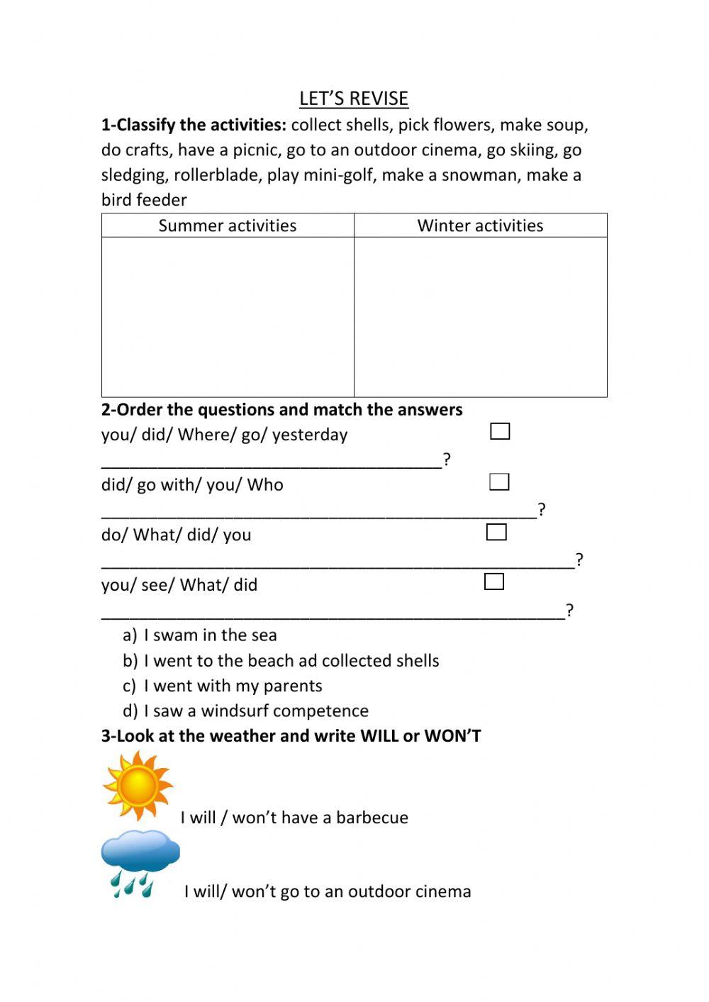 Revision Past Simple and Will futrure