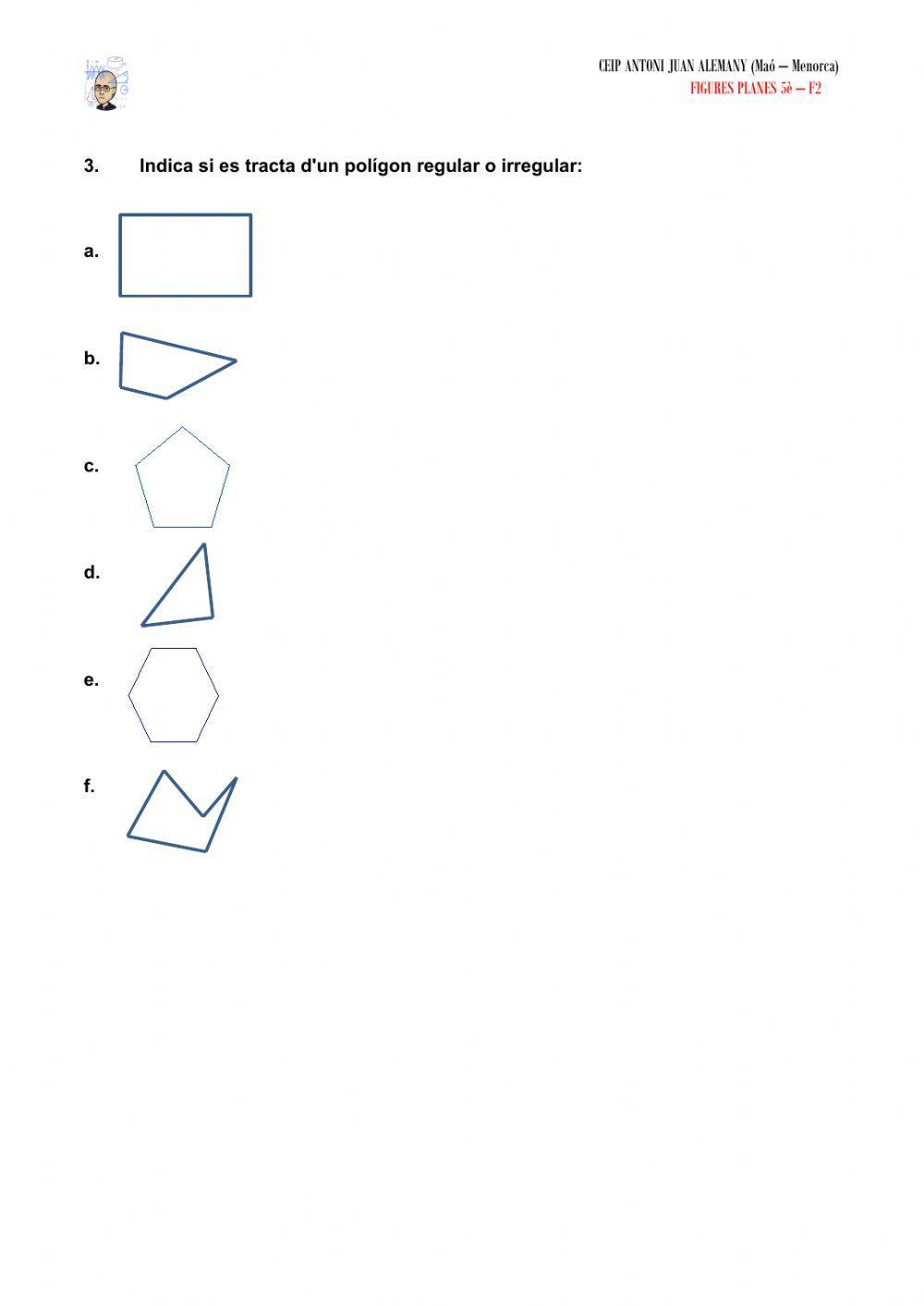 Figures planes: parts, segons els costats, regular-irregular