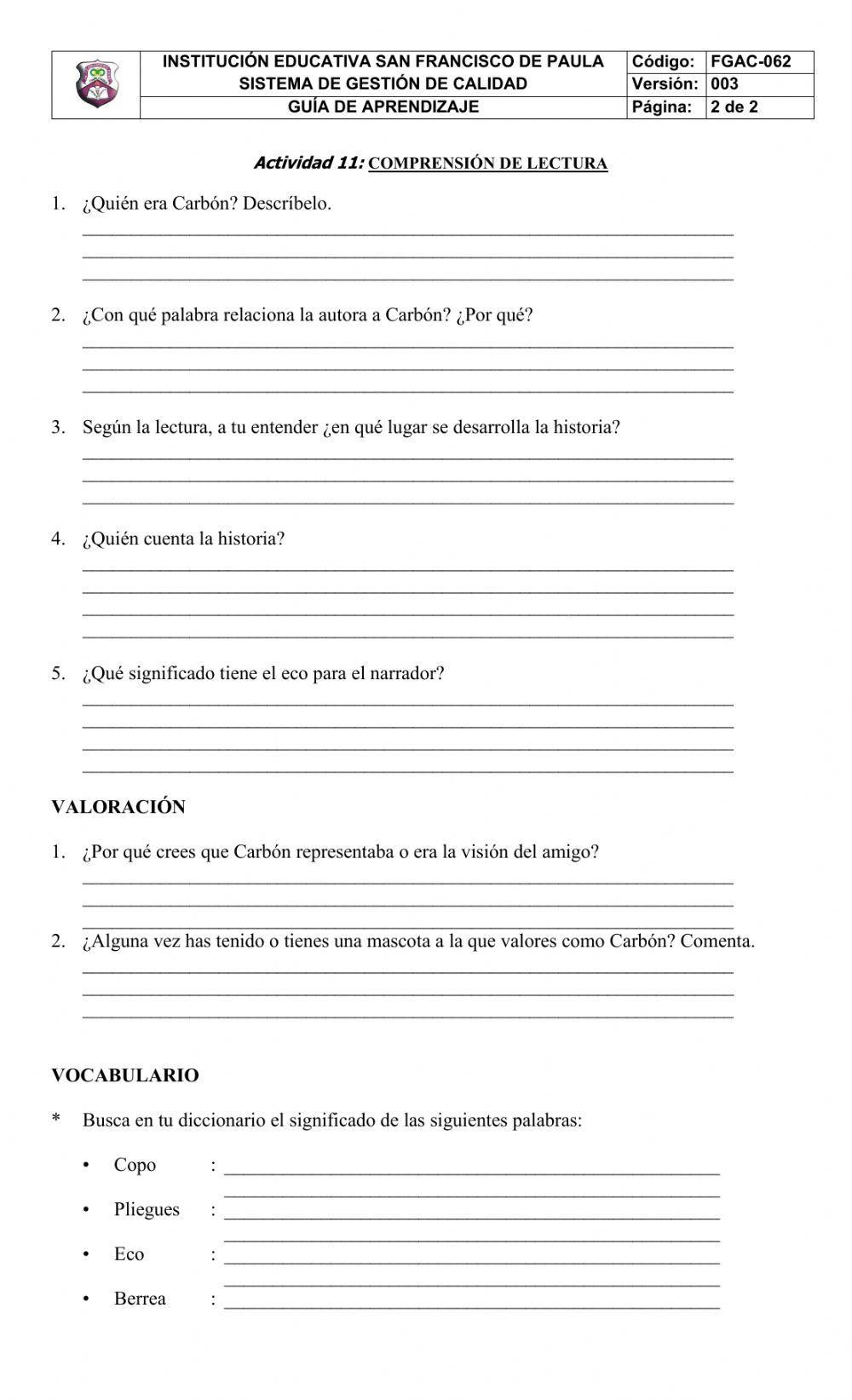 Comprensión de lectura