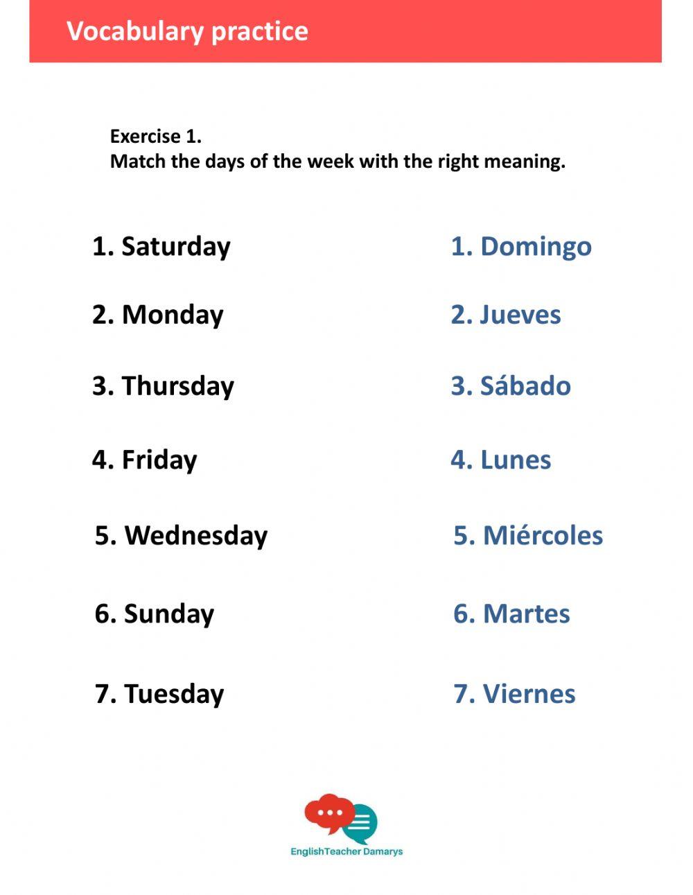 Days of the week practice