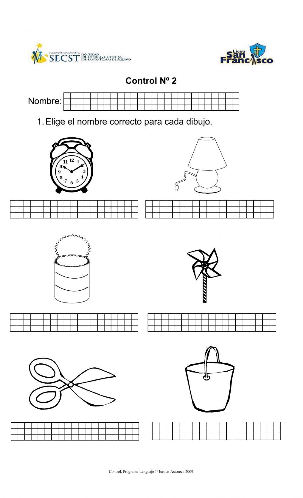 Control de Lectoescritura n°2 Primero básico