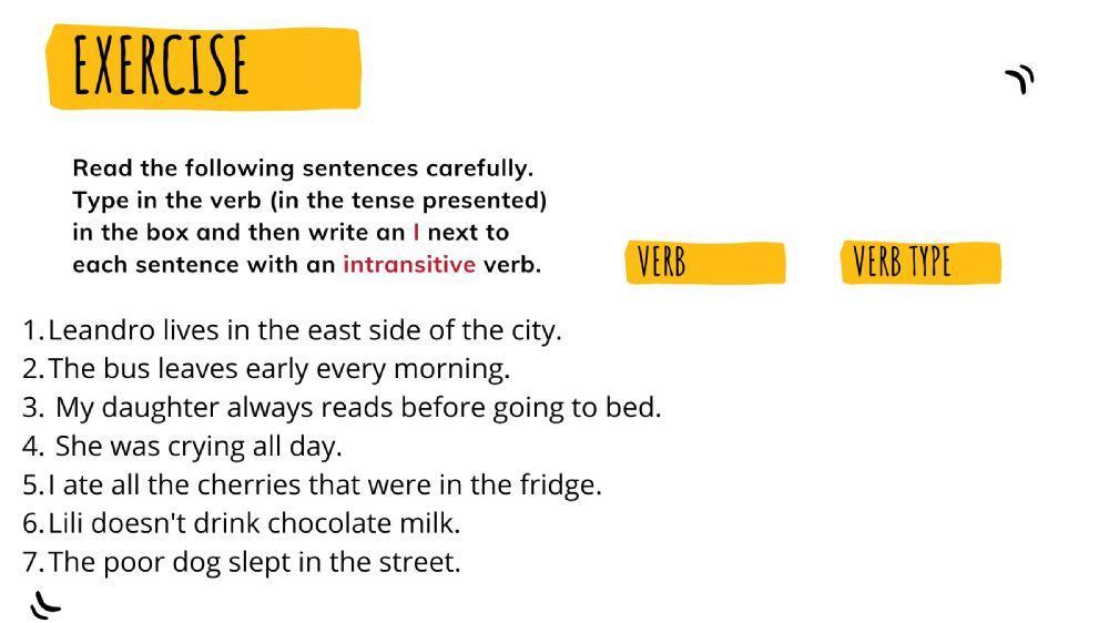 Transitive and Intransitive Verbs 1