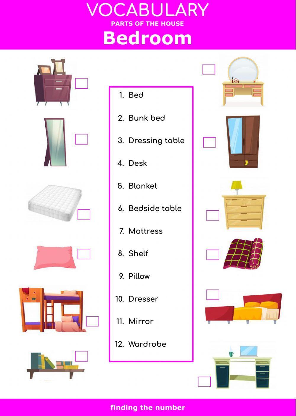 Parts of the house - bedroom - finding the number