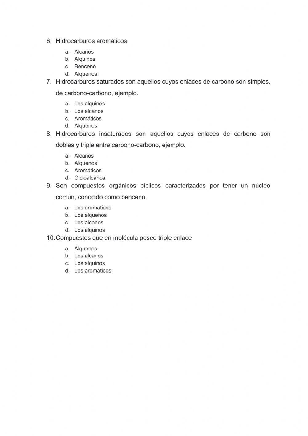 ACTIVIDAD: UNIDAD 2. HIDROCARBUROS - Lección 2. Los Hidrocarburos