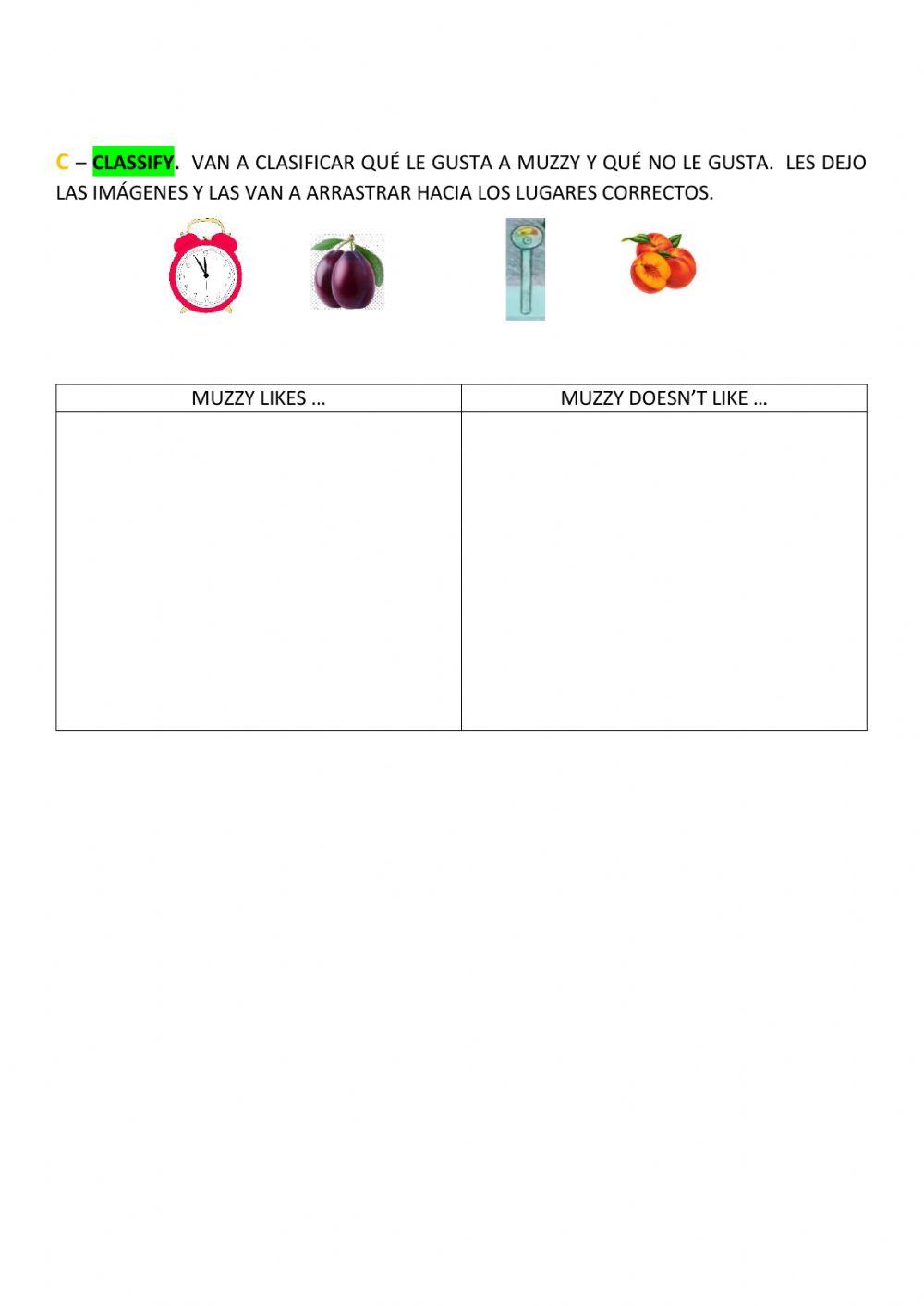 Muzzy interactive worksheet | Live Worksheets