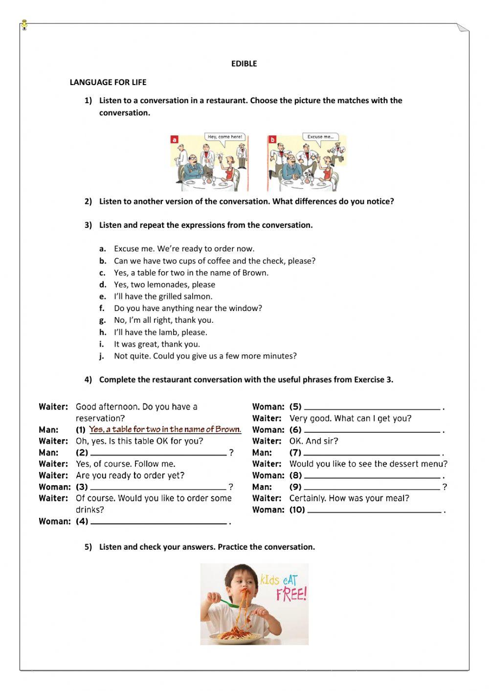 Language for life: In the restaurant