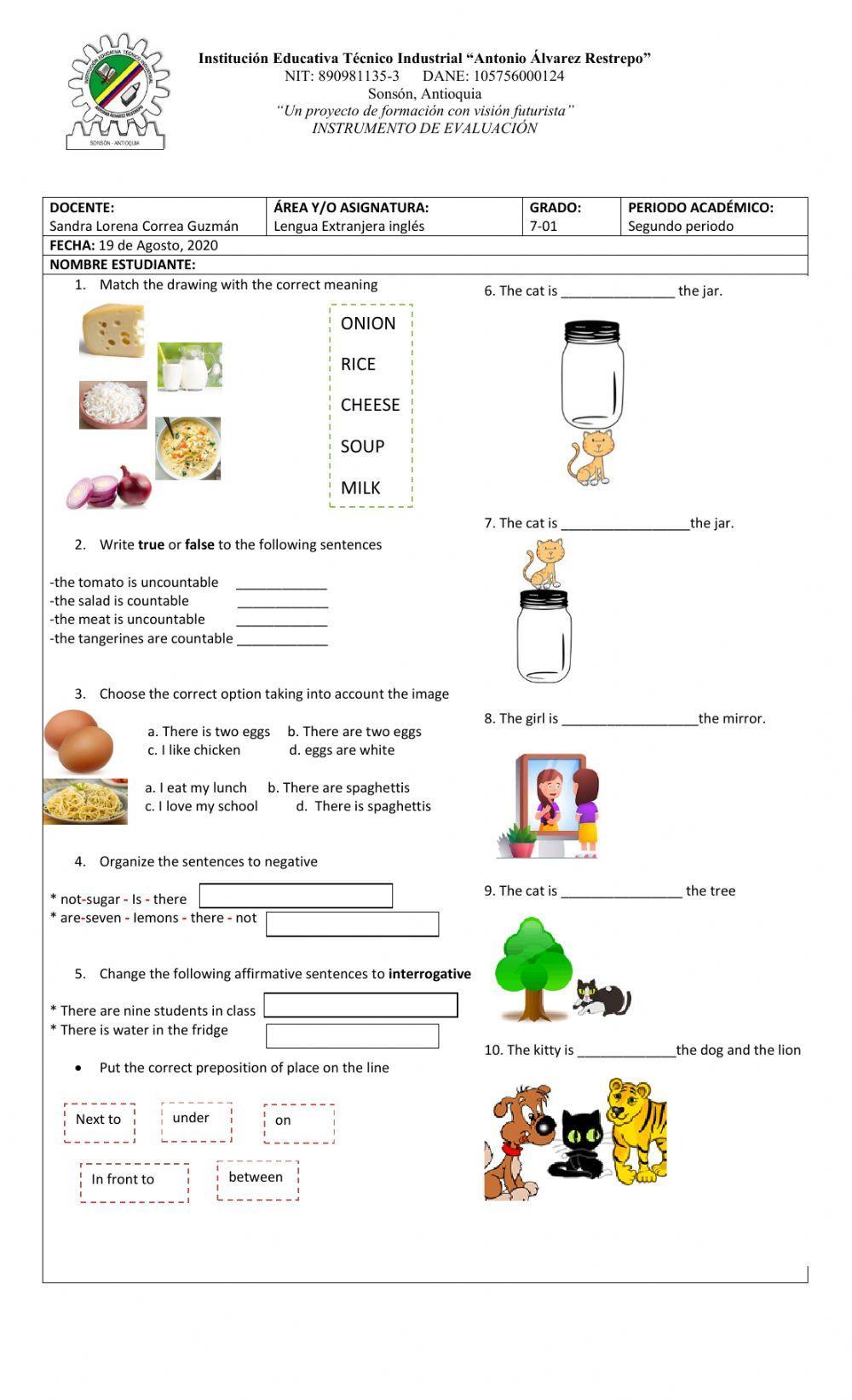 Exam for second period