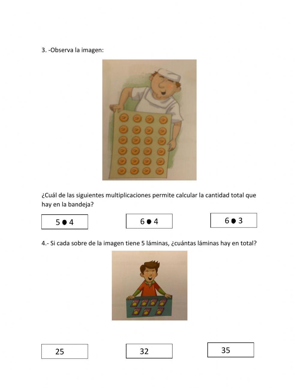 Guía de matemática: tablas de multiplicar utilizando la propiedad distributiva.