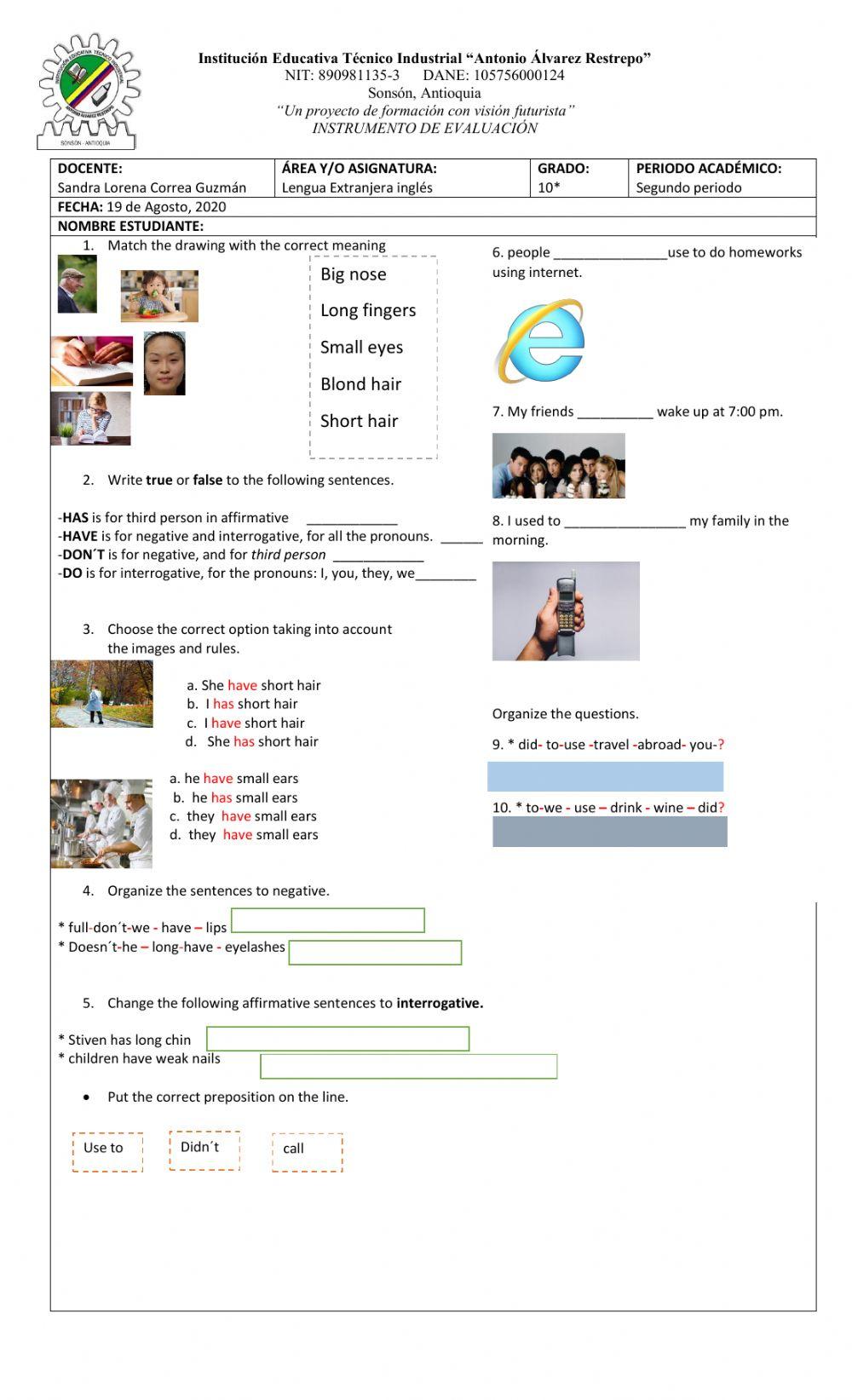 Exam for second period 10