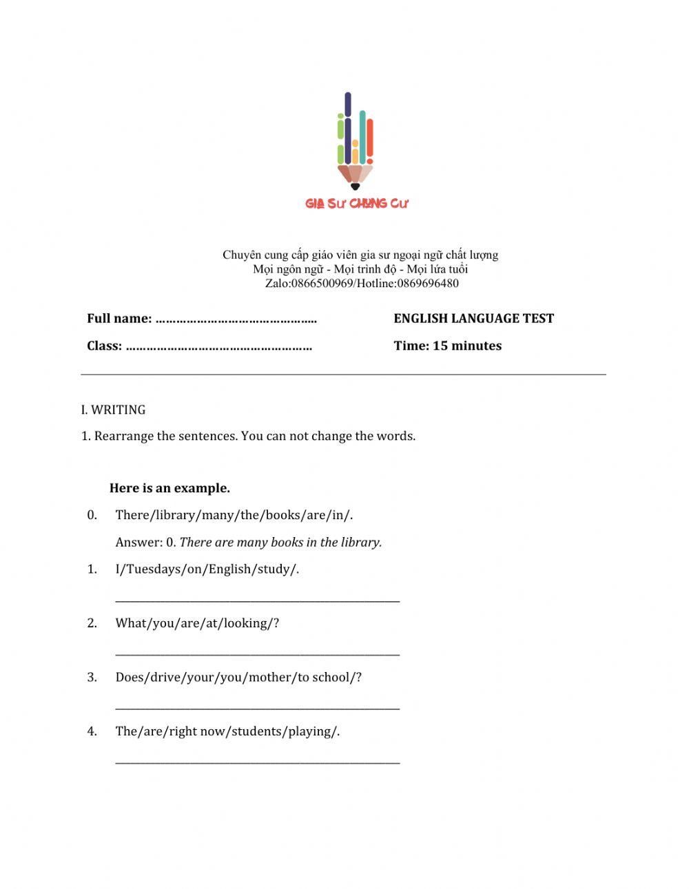 Lớp 6 - Unit 2 MY HOME-WRITING