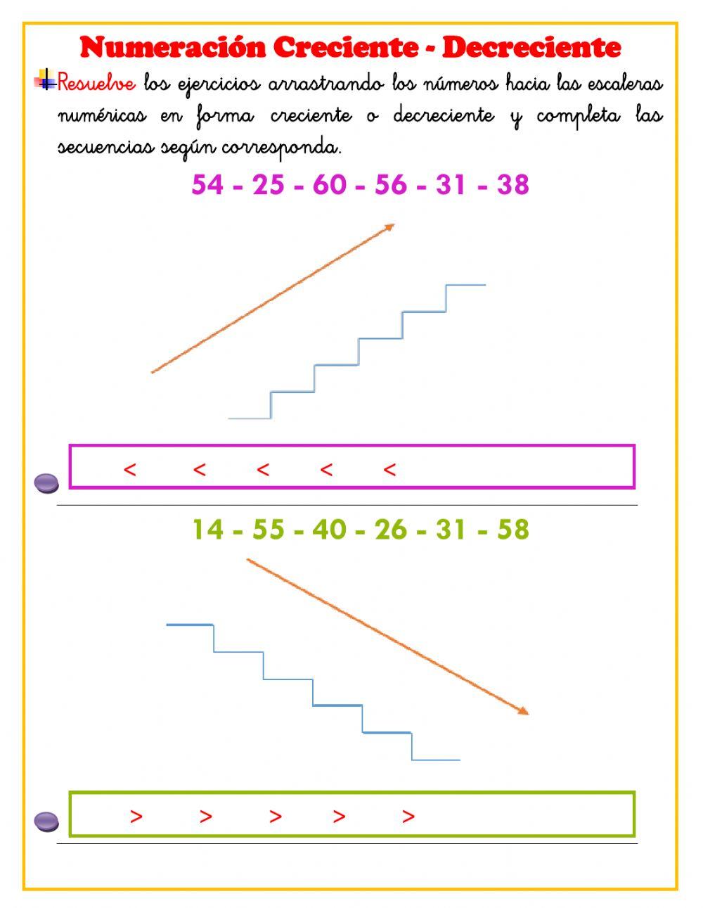 Numeración creciente y decreciente