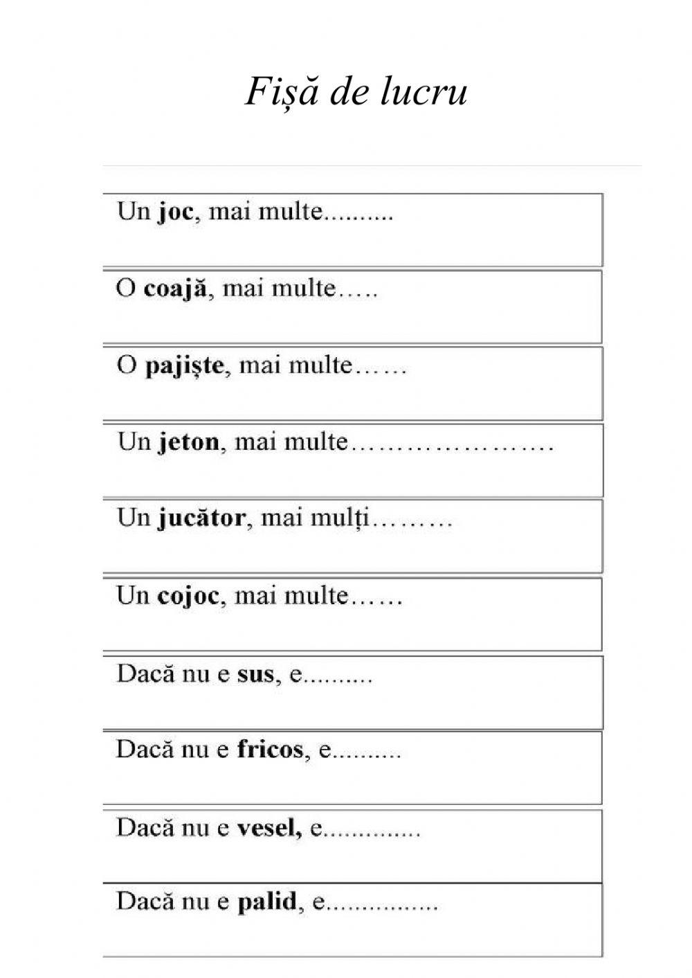 Fișă de lucru
