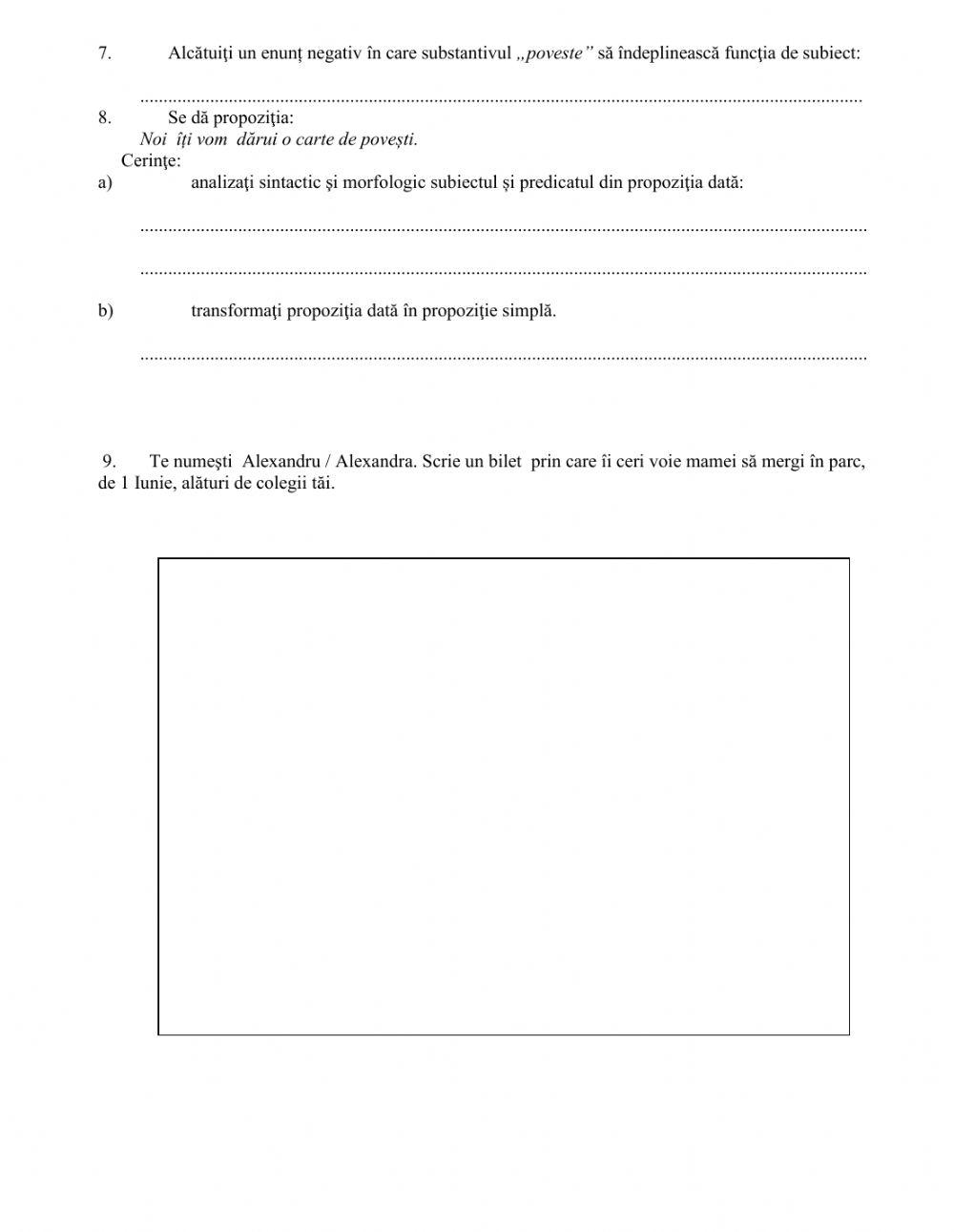 Evaluare clasa a V-a