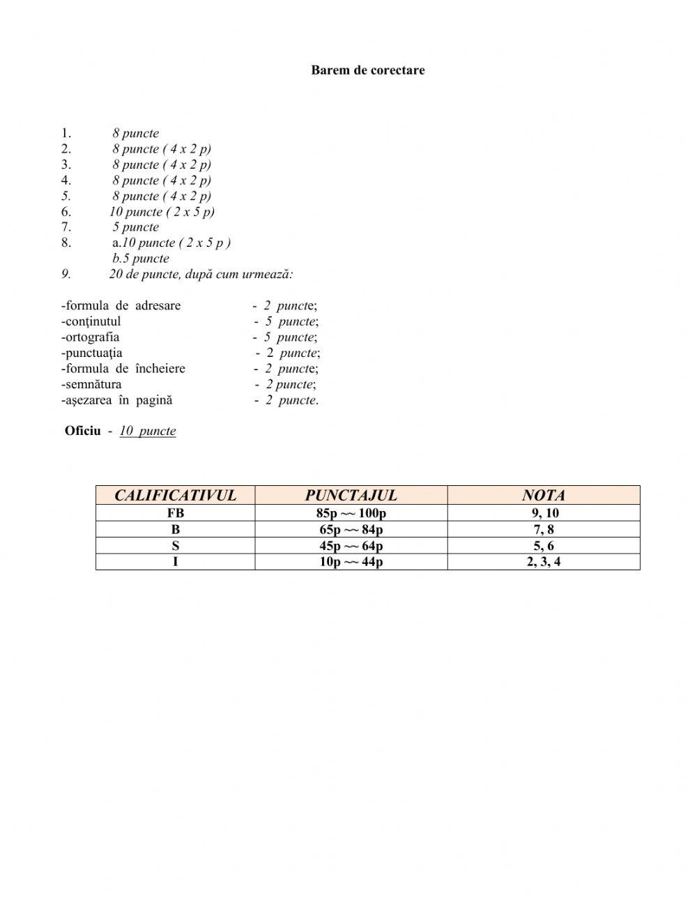 Evaluare clasa a V-a