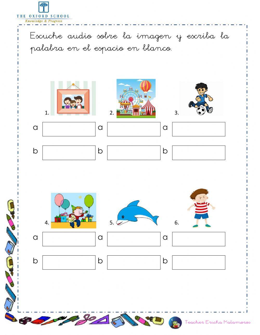 Escribir palabras con f