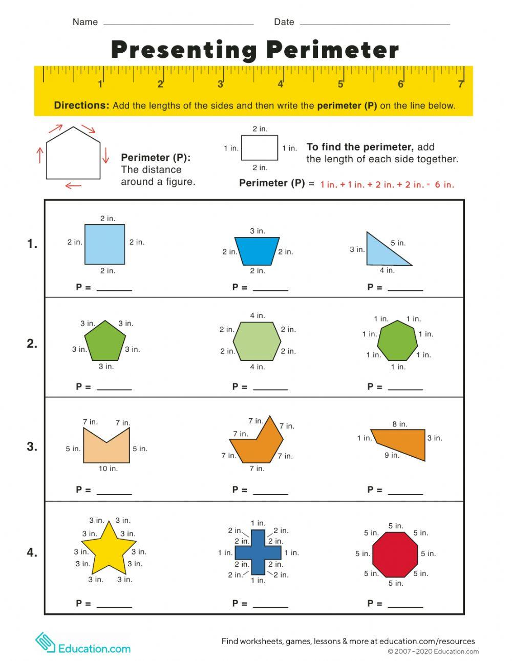 Basic perimeter worksheet | Live Worksheets
