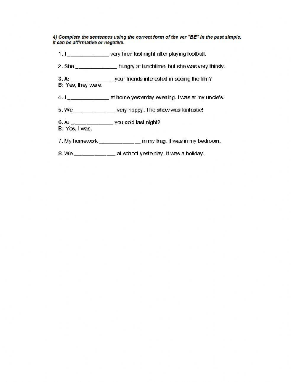 Verb BE (Past Simple-Reading and Grammar)