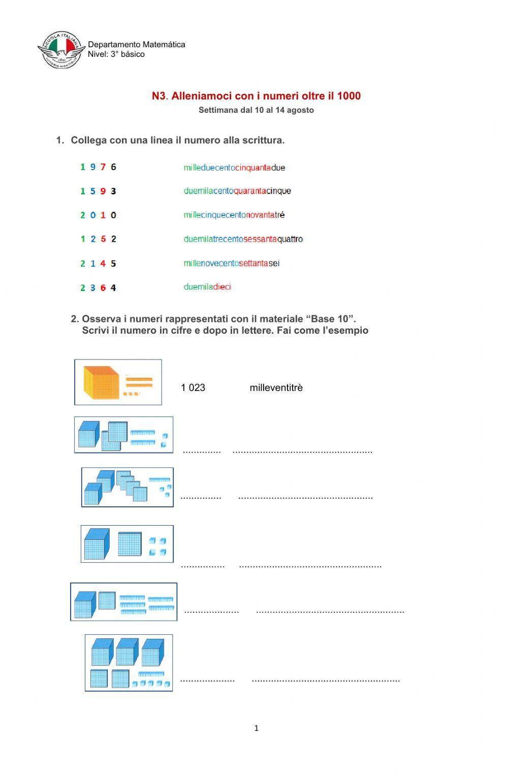 Alleniamoci con i numeri oltre il 1000