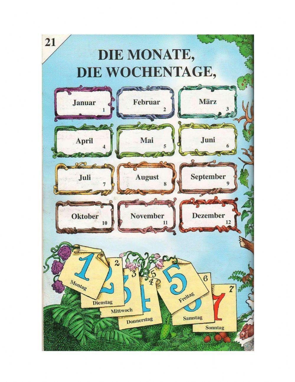 Die Monate und Wochentage