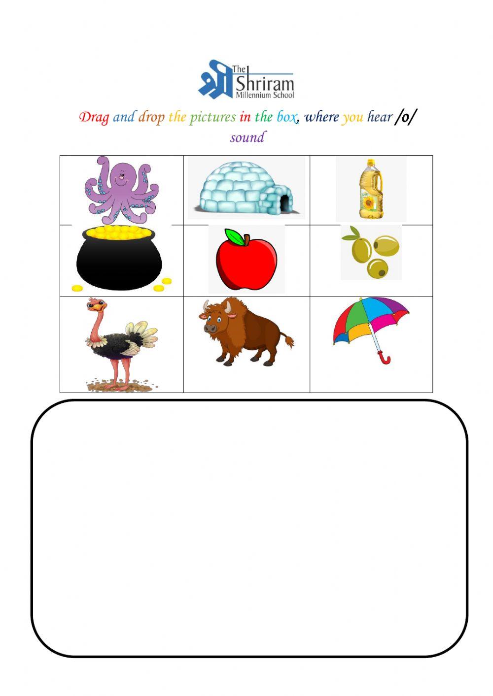 Drag and Drop o sound worksheet Live Worksheets