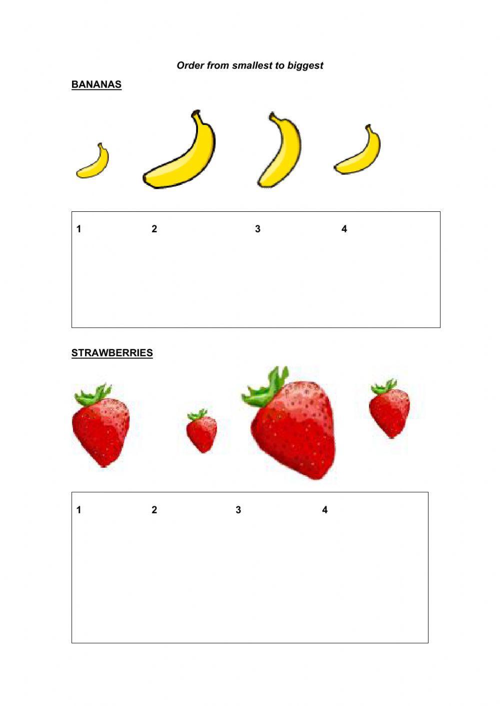 Ordering from smallest to the biggest
