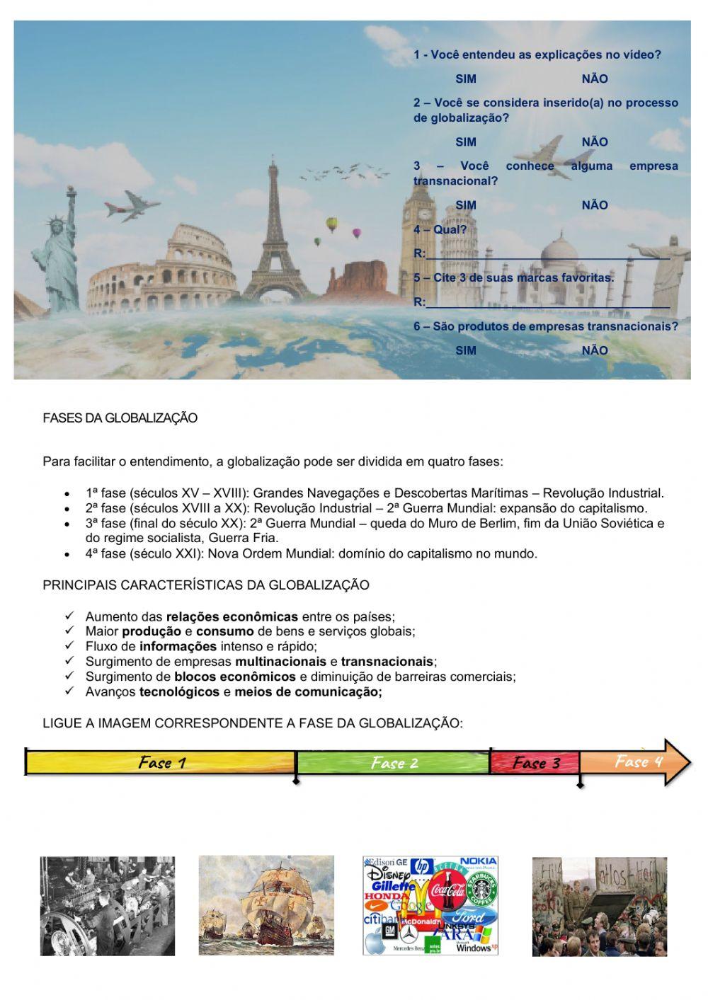 Situação de aprendizagem 1 do período mercantilista ao mundo globalizado: transformações no tempo e espaço.