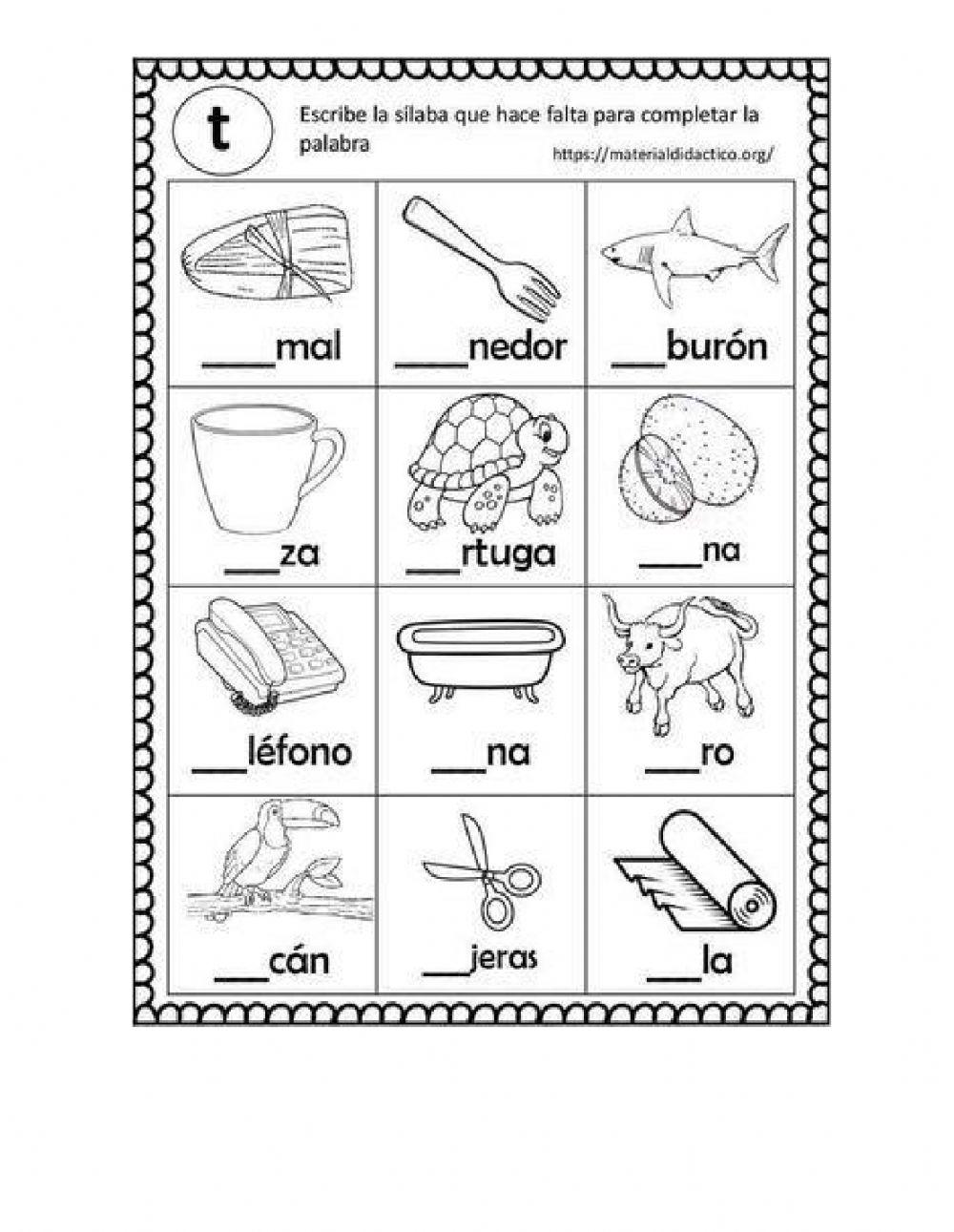 Sílaba T activity | Live Worksheets