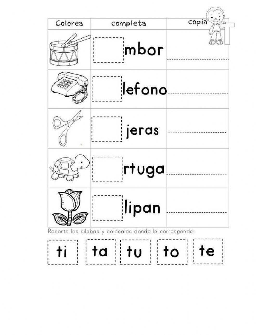 Sílaba T activity | Live Worksheets