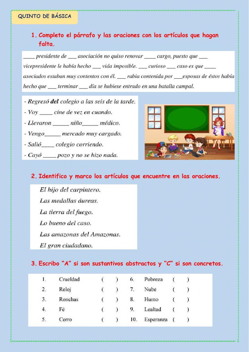 Repaso: partes variables de la oración