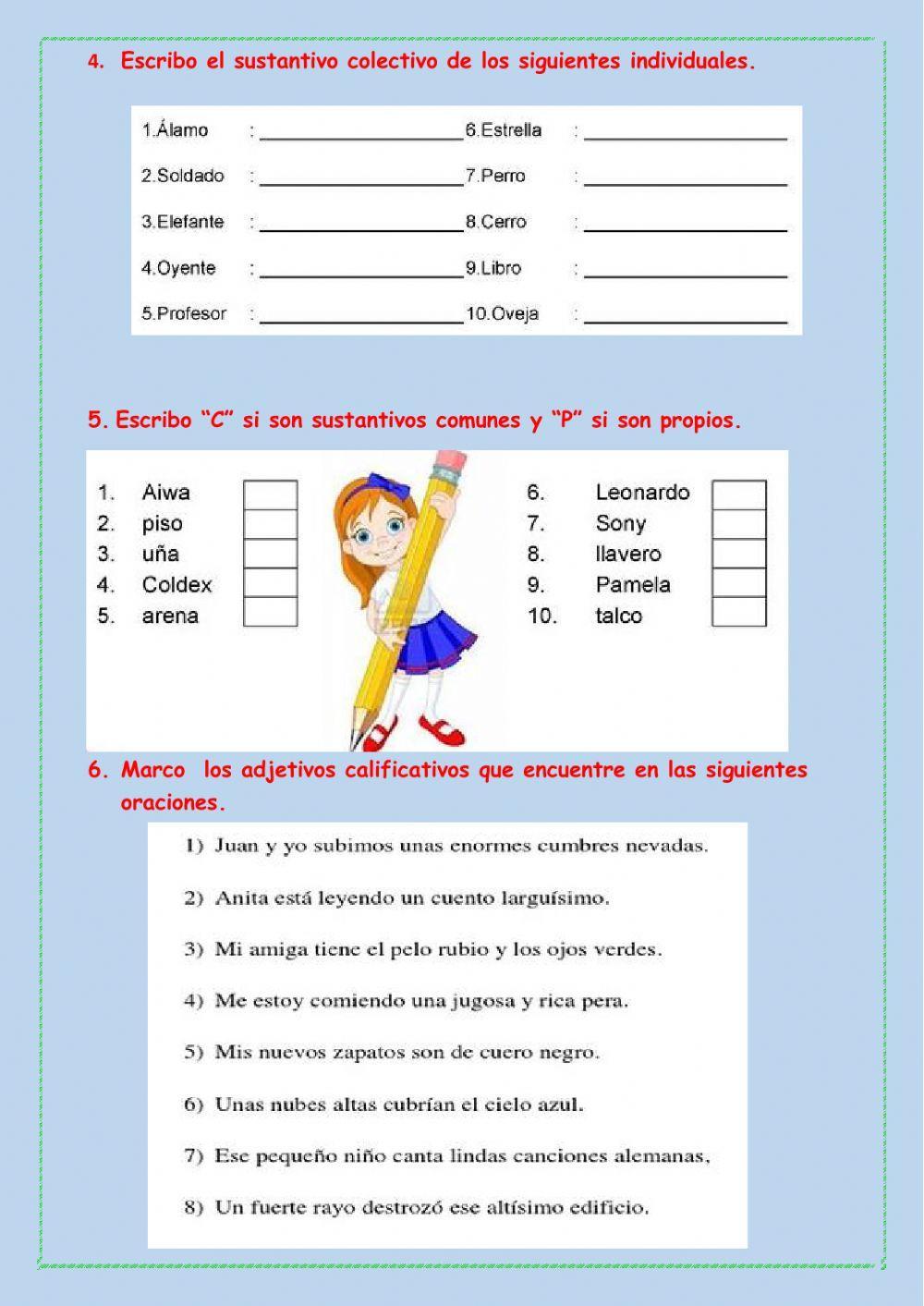 Repaso: partes variables de la oración