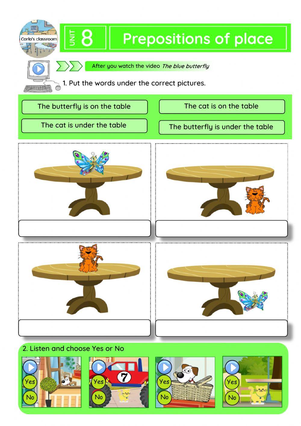 Prepositions of place (in, on, under)
