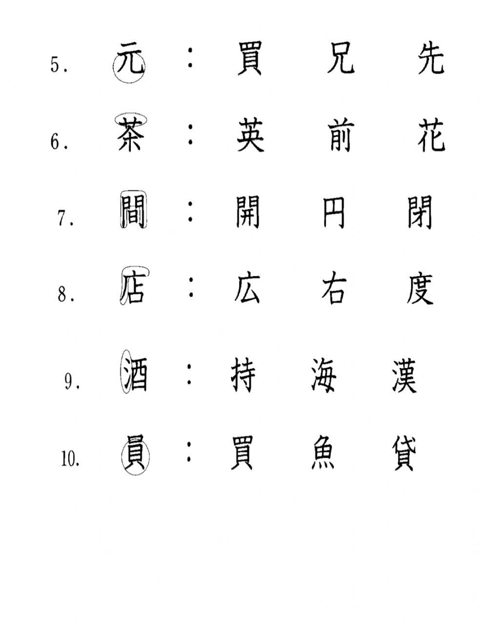 Mnn第1課漢字