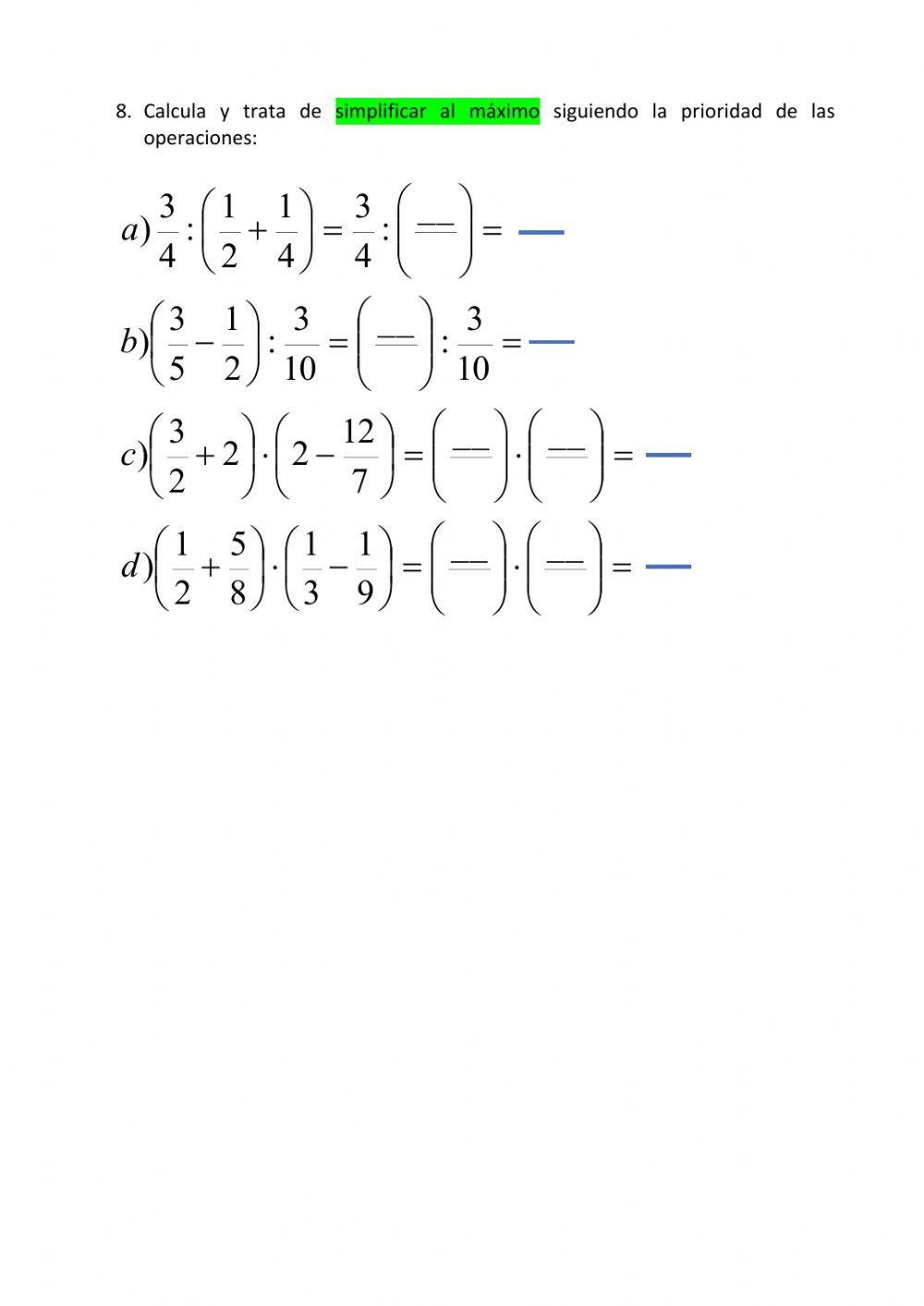 Simplificacion fracciones