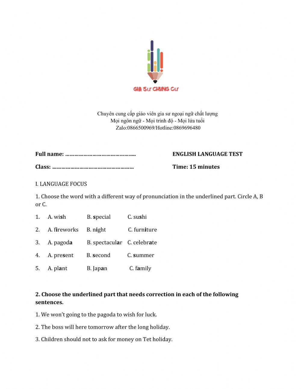 Lớp 6 - Unit 6 OUR TET HOLIDAY-LANGUAGE FOCUS