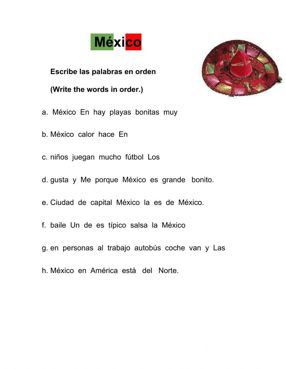 México - oraciones simples para ordenar (Phase 1)