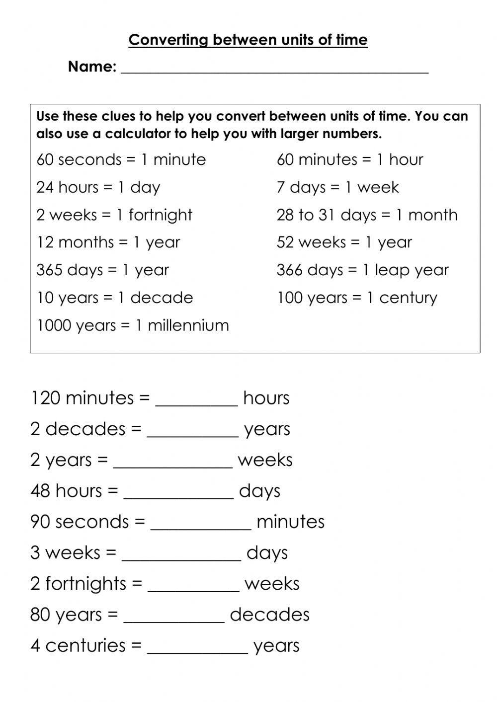 Converting Units of Time