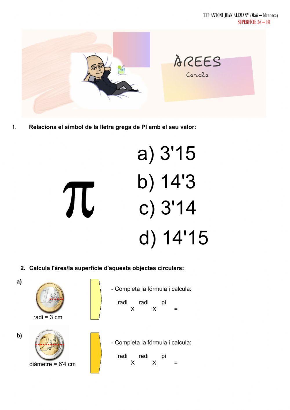 Àrees-superfícies: el cercle