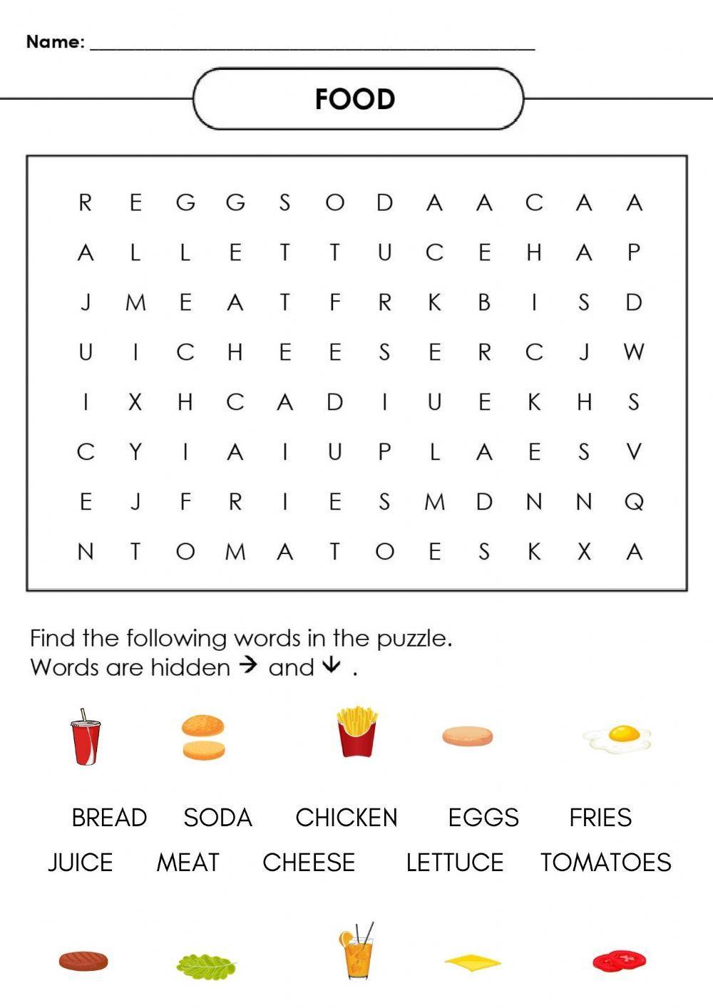 FOOD word search