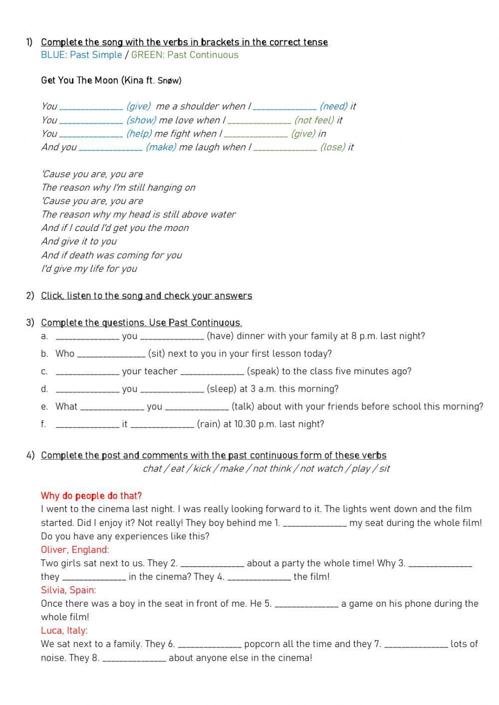 Past Continuos Practice