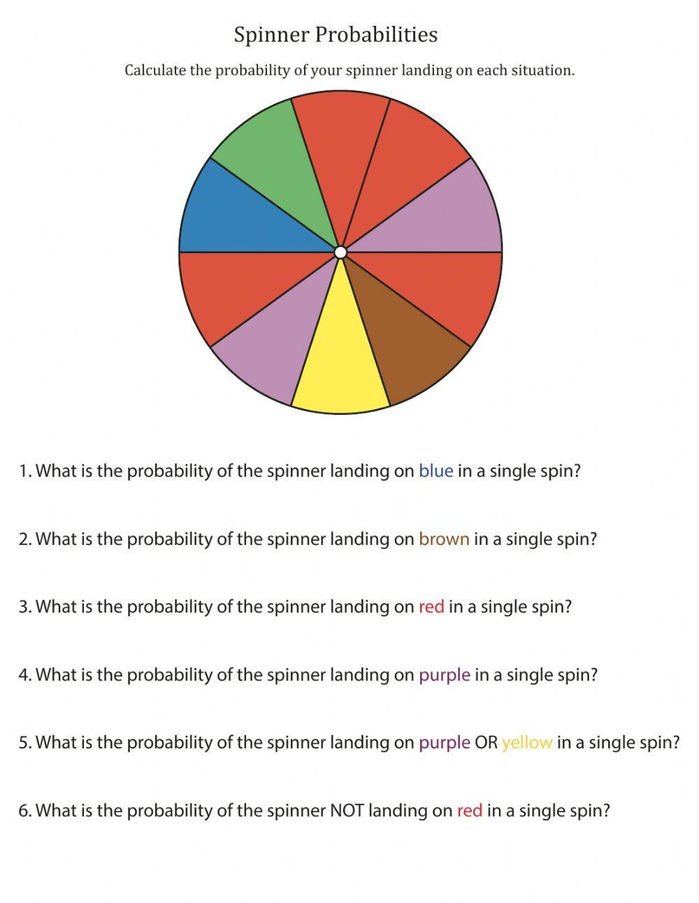 Probability with color spinner