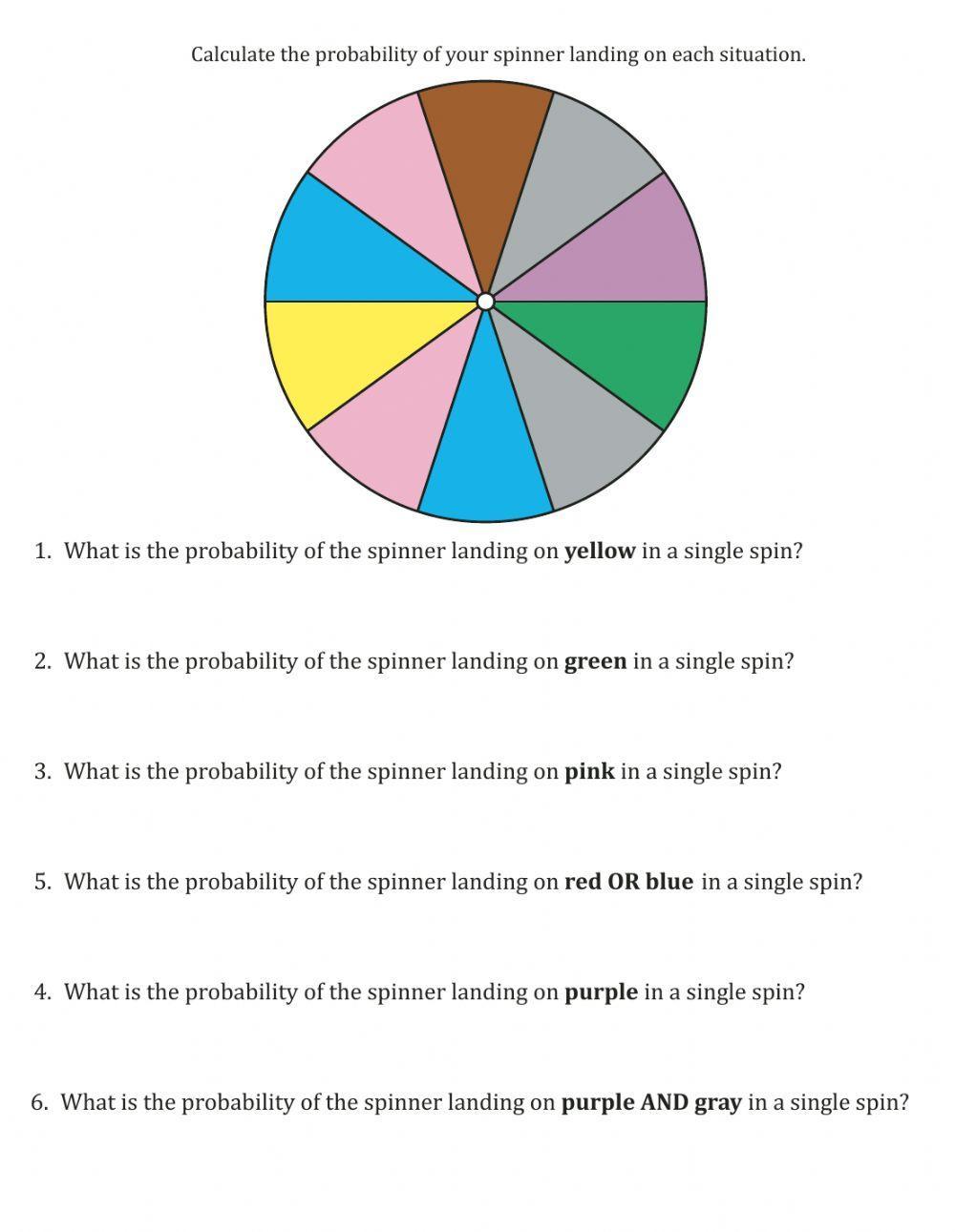 Probability with color spinner